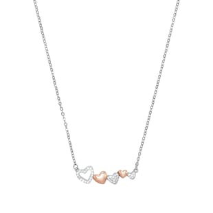 AMOR Silver Cubic Zirconia 5 Heart Pendant Necklace