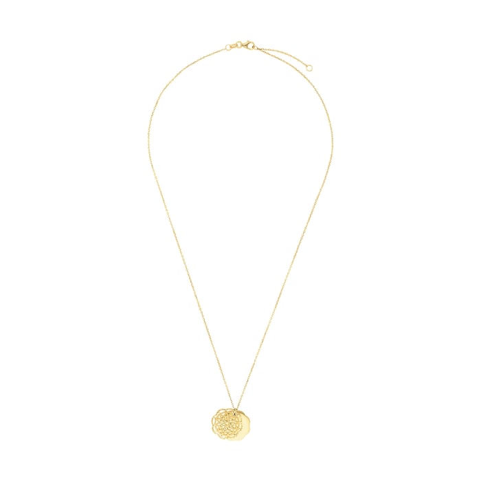 AMOR 9ct Yellow Gold Double Circle Pendant Necklace