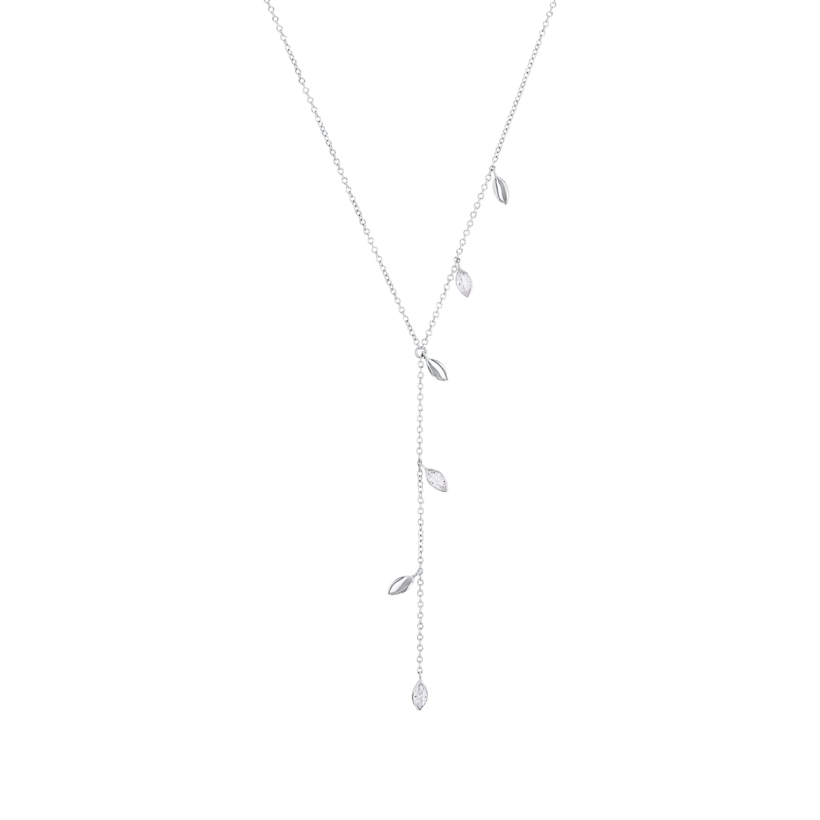 AMOR Silver Cubic Zirconia Drop Necklace
