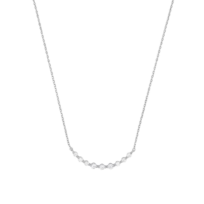 AMOR Silver Cubic Zirconia Round Bar Necklace