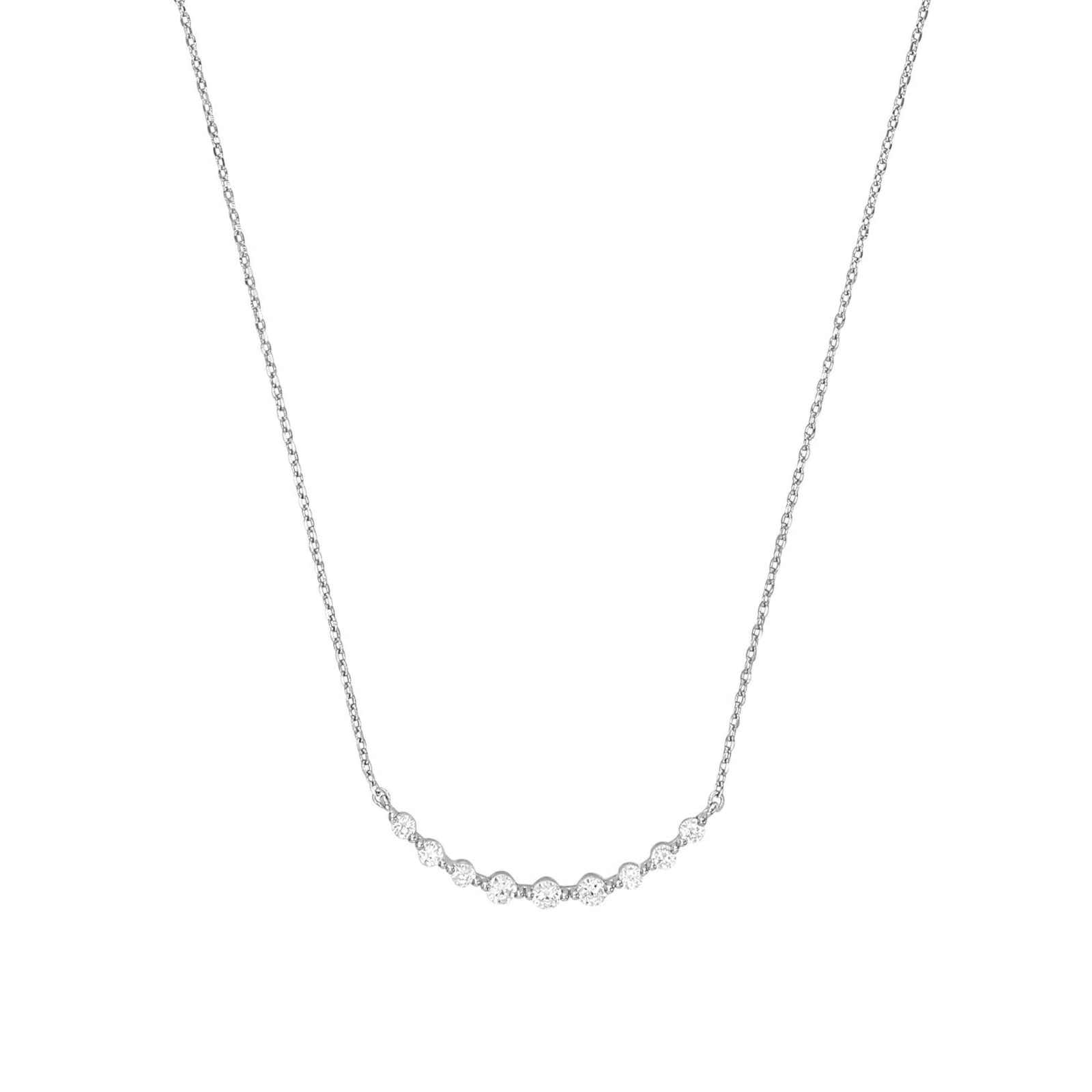 AMOR Silver Cubic Zirconia Round Bar Necklace