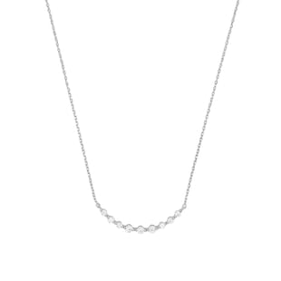 AMOR Silver Cubic Zirconia Round Bar Necklace