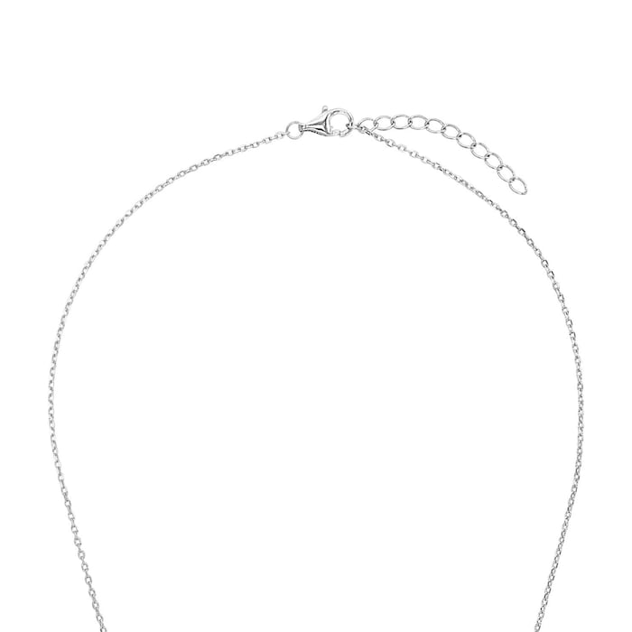 AMOR Silver Cubic Zirconia Round Bar Necklace