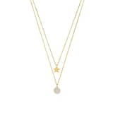 AMOR Silver Cubic Zirconia Star & Double Chain Necklace