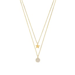 37970290 - Yellow Gold Coloured Cubic Zirconia Star & Double Chain Necklace