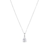 AMOR Silver Cubic Zirconia Pear Cut Pendant Necklace