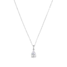 37970291 - Silver Cubic Zirconia Pear Cut Pendant Necklace