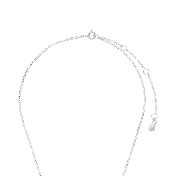 AMOR Silver Cubic Zirconia Pear Cut Pendant Necklace