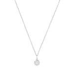 AMOR Silver Cubic Zirconia Round Halo Pendant Necklace