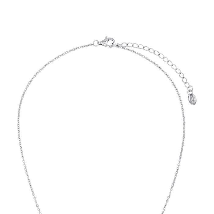 AMOR Silver Cubic Zirconia Round Halo Pendant Necklace