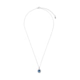 AMOR Silver Oval Cut Blue Stone Pendant Necklace