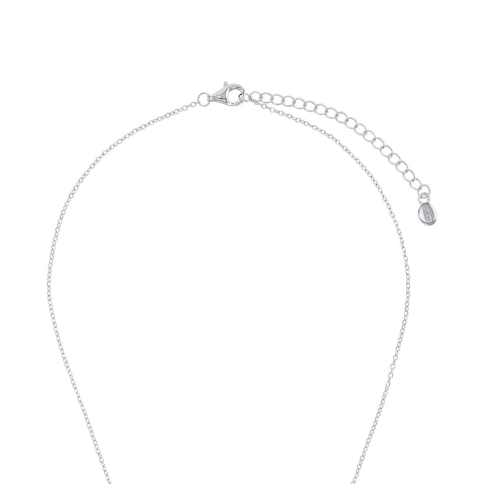 AMOR Silver Oval Cut Blue Stone Pendant Necklace