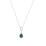 AMOR Silver Green Glass Stone Pendant Necklace