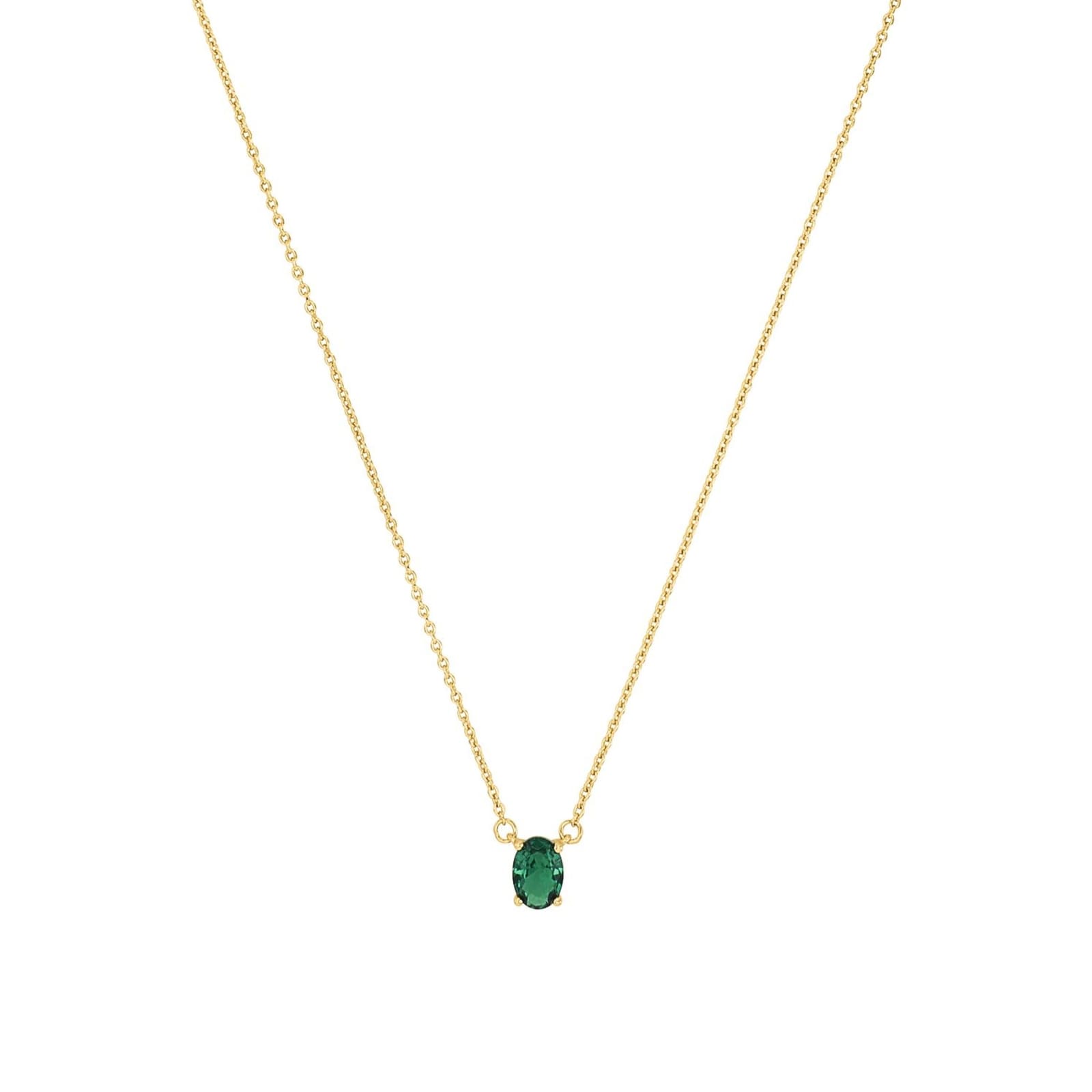 AMOR Silver Green Stone Pendant Necklace