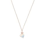 AMOR Rose Gold Coloured Sterling Silver Cubic Zirconia Heart & Floral Pendant Necklace