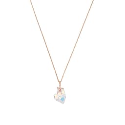 37970297 - Rose Gold Coloured Sterling Silver Cubic Zirconia Heart & Floral Pendant Necklace