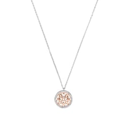 37970298 - Silver Cubic Zirconia Floral Pendant Necklace