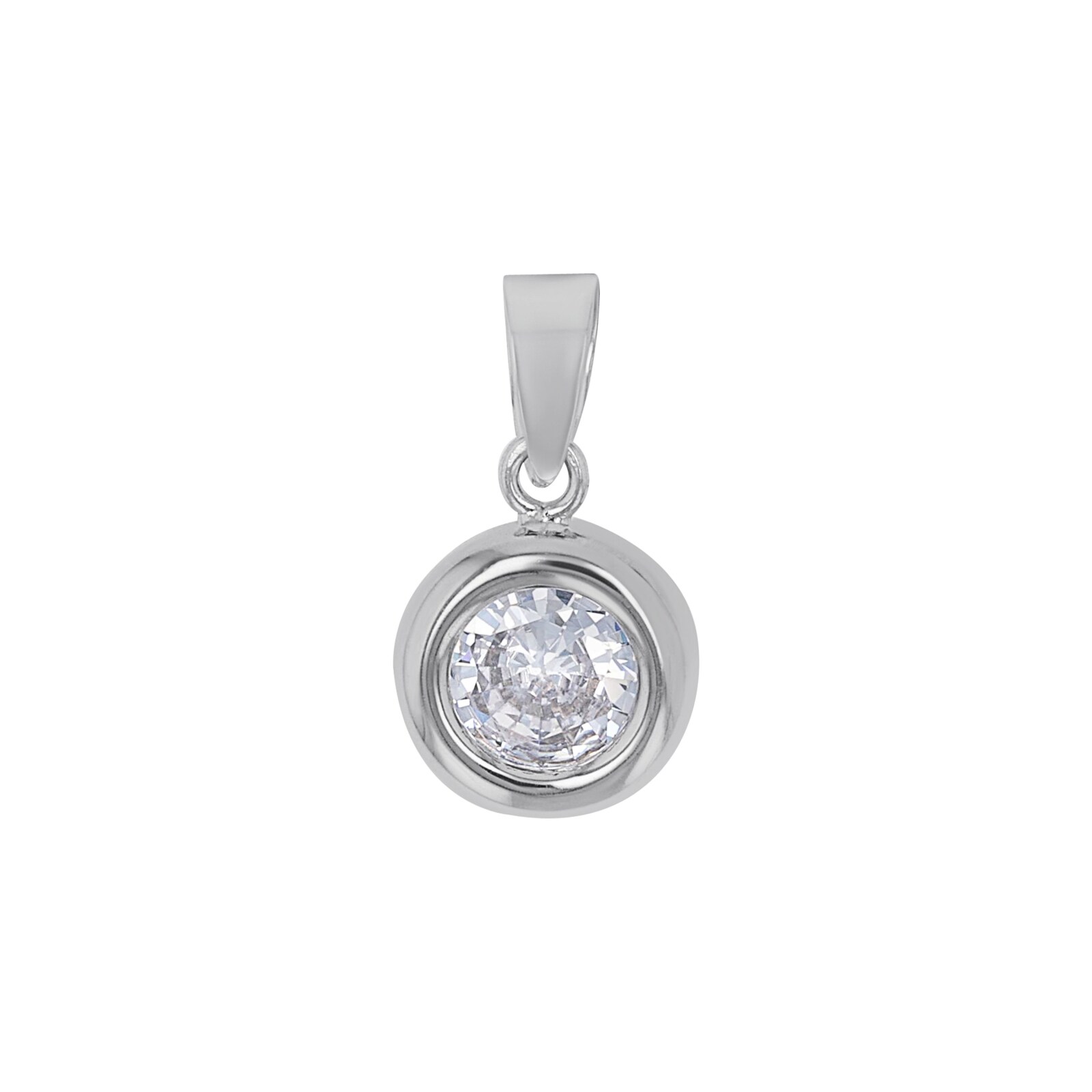 AMOR 9ct White Gold Cubic Zirconia Circle Pendant AMOR 9ct White Gold Cubic Zirconia Circle Pendant