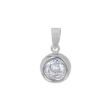 AMOR 9ct White Gold Cubic Zirconia Circle Pendant