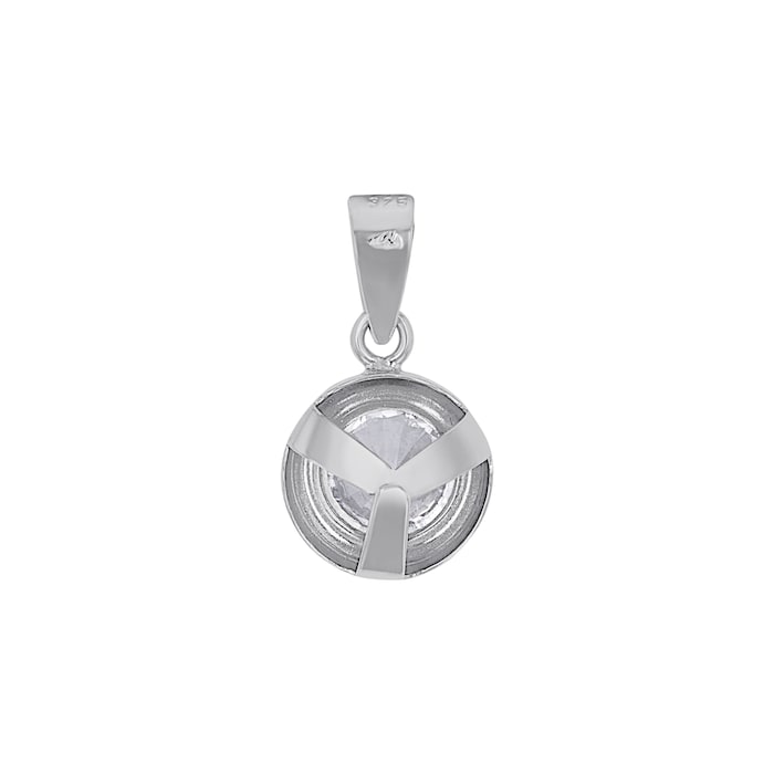 AMOR 9ct White Gold Cubic Zirconia Circle Pendant