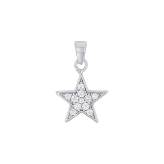AMOR 9ct White Gold Cubic Zirconia Star Pendant 