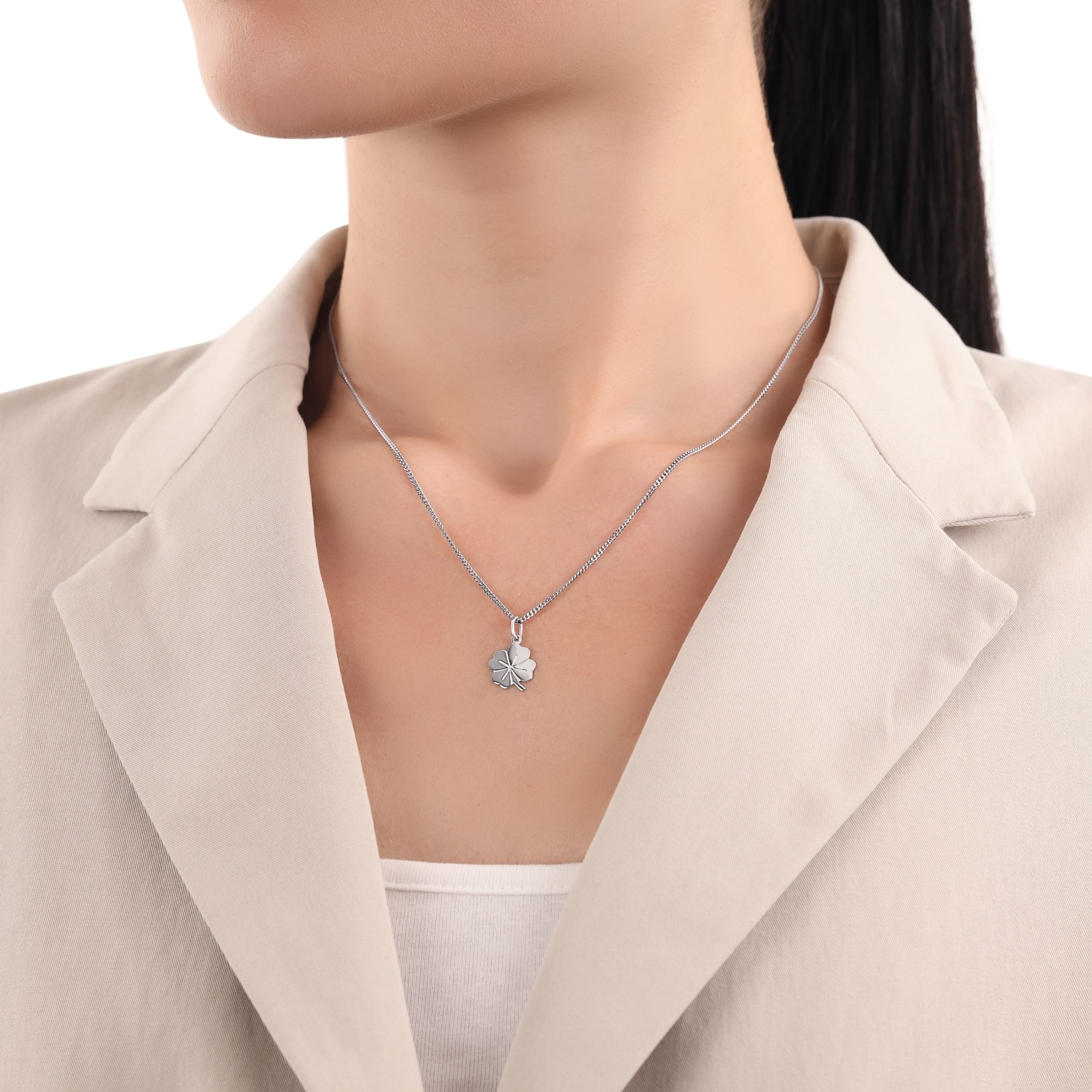 AMOR 9ct White Gold Clover Pendant AMOR 9ct White Gold Clover Pendant