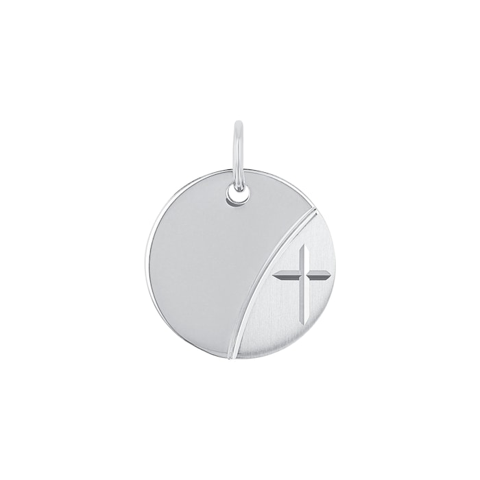 AMOR 9ct White Gold Circle Disc Pendant