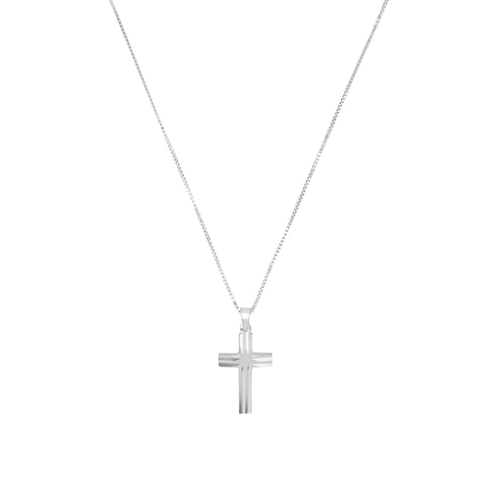 AMOR Silver Textured Cross Pendant Necklace