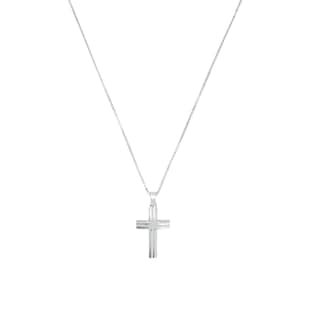 AMOR Silver Textured Cross Pendant Necklace