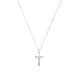 37970310 - Silver Textured Cross Pendant Necklace