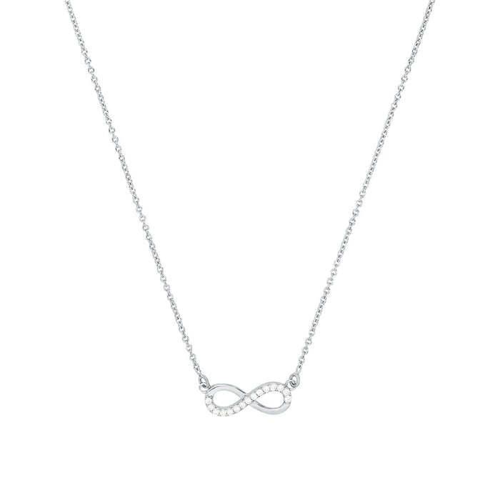 AMOR Silver Cubic Zirconia Infinity Loop Pendant Necklace