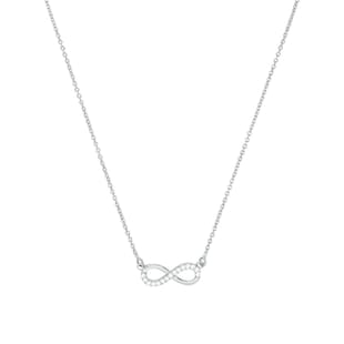 AMOR Silver Cubic Zirconia Infinity Loop Pendant Necklace
