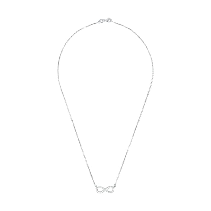 AMOR Silver Cubic Zirconia Infinity Loop Pendant Necklace