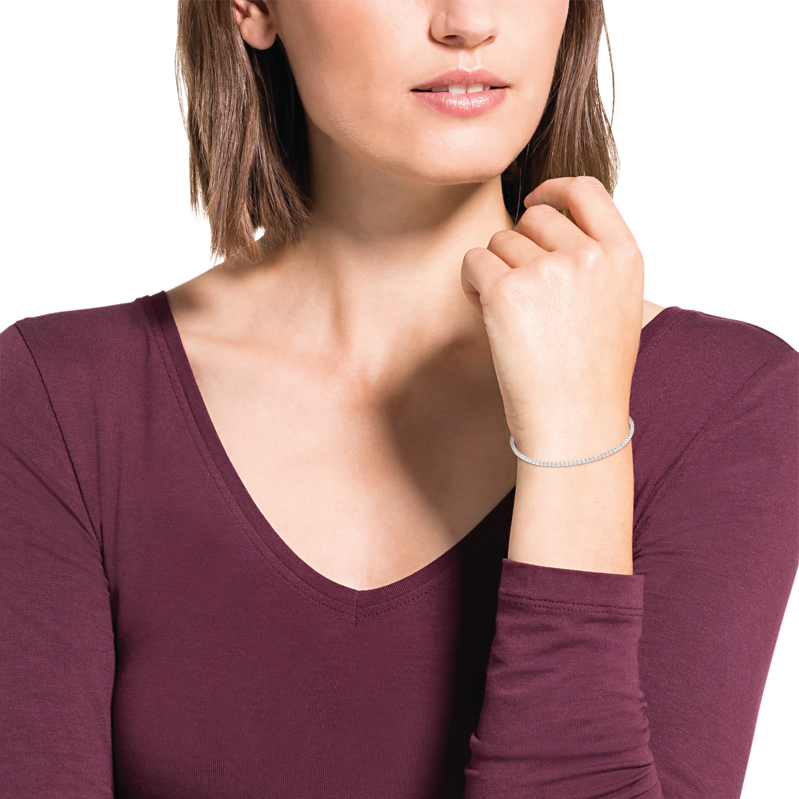 AMOR Silver Cubic Zirconia Tennis Bracelet