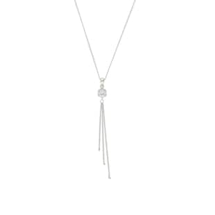 AMOR Silver Cubic Zirconia Tassel Necklace