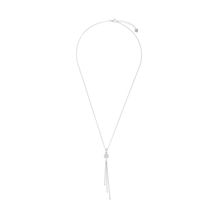 AMOR Silver Cubic Zirconia Tassel Necklace