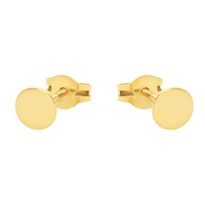 AMOR 9ct Yellow Gold Circle Stud Earrings