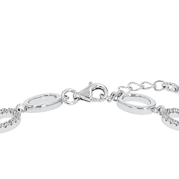 AMOR Silver Cubic Zirconia Loop Chain Bracelet