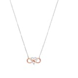 AMOR Silver Bi Colour Cubic Zirconia Heart Loop Pendant Necklace