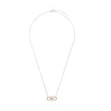 AMOR Silver Bi Colour Cubic Zirconia Heart Loop Pendant Necklace