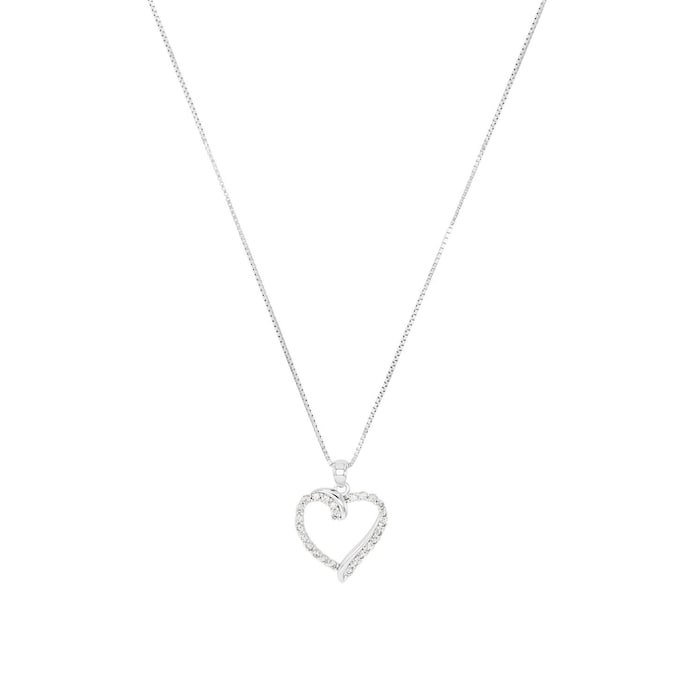 AMOR Silver Cubic Zirconia Heart Pendant Necklace