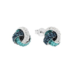 37970325 - Silver Tri Colour Knot Stud Earrings
