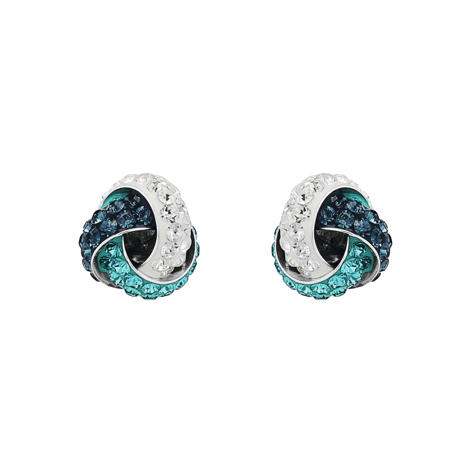 AMOR Silver Tri Colour Knot Stud Earrings