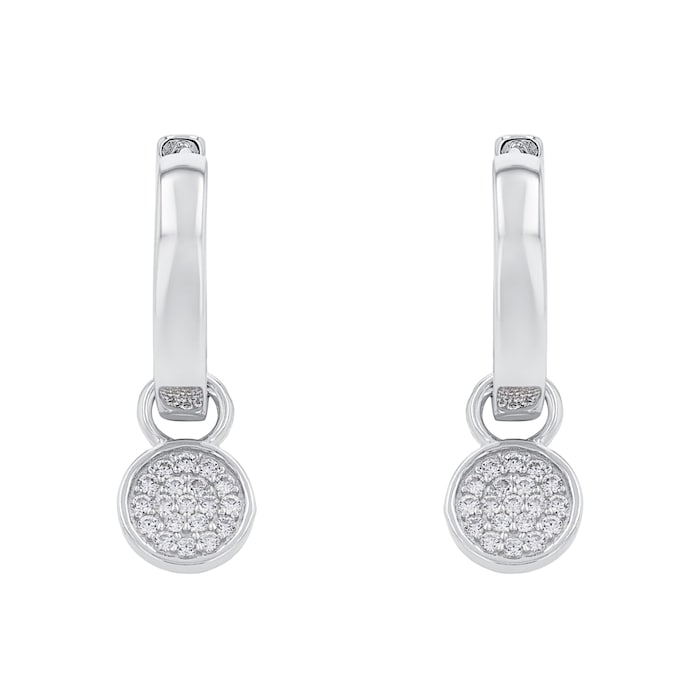 AMOR Silver Cubic Zirconia Circle Hoop Earrings