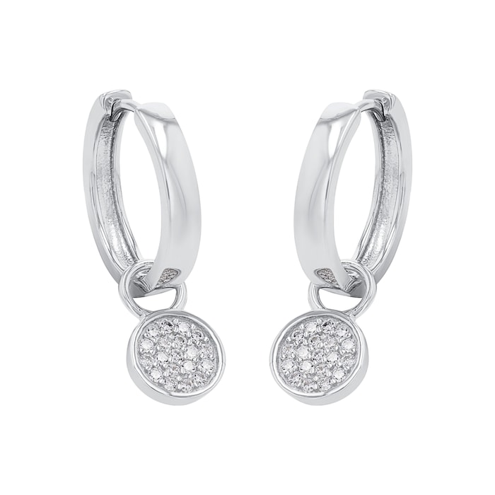 AMOR Silver Cubic Zirconia Circle Hoop Earrings