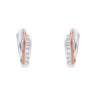 AMOR Silver Bi Colour Cubic Zirconia Hoop Earrings