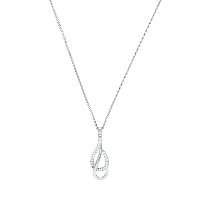 AMOR Silver Cubic Zirconia Double Loop Pendant Necklace