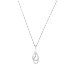 37970329 - Silver Cubic Zirconia Double Loop Pendant Necklace