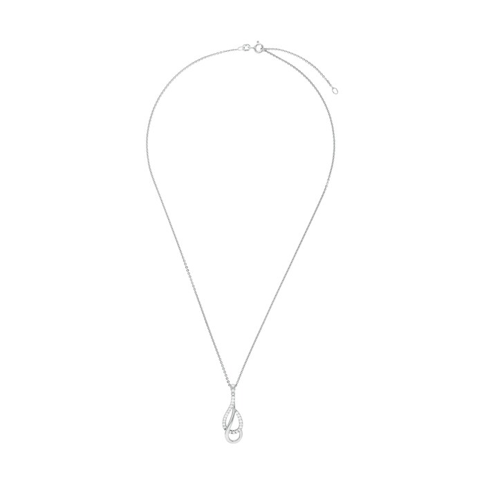 AMOR Silver Cubic Zirconia Double Loop Pendant Necklace