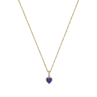 AMOR Yellow Gold Coloured Sterling Silver Lapis Pendant Necklace